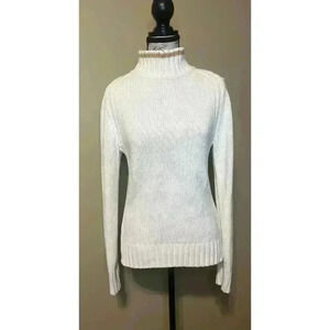 Tommy Hilfiger Cable Knit Sweater White Ivory Mock Neck Women’s Size Medium EUC!